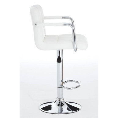 White Leather Effect Bar Chair