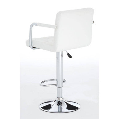 White Leather Effect Bar Chair