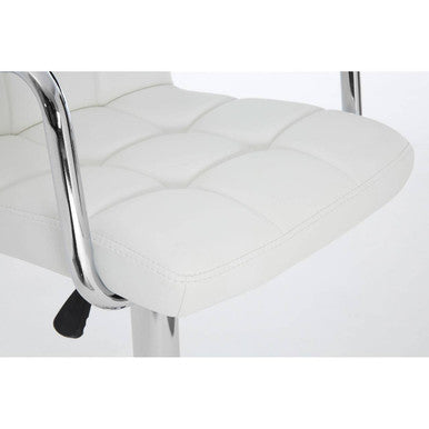 White Leather Effect Bar Chair