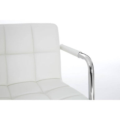 White Leather Effect Bar Chair