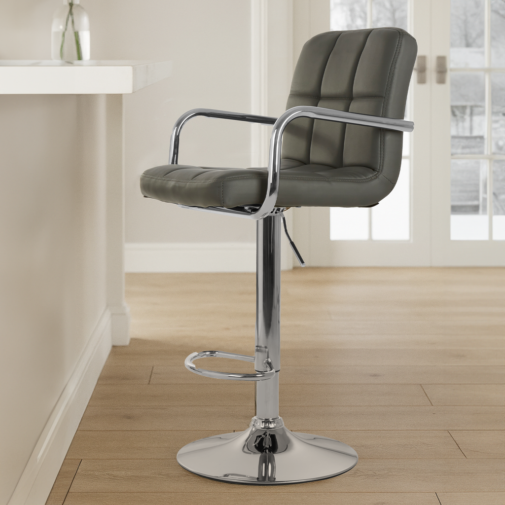 Grey Leather Effect Bar Chair