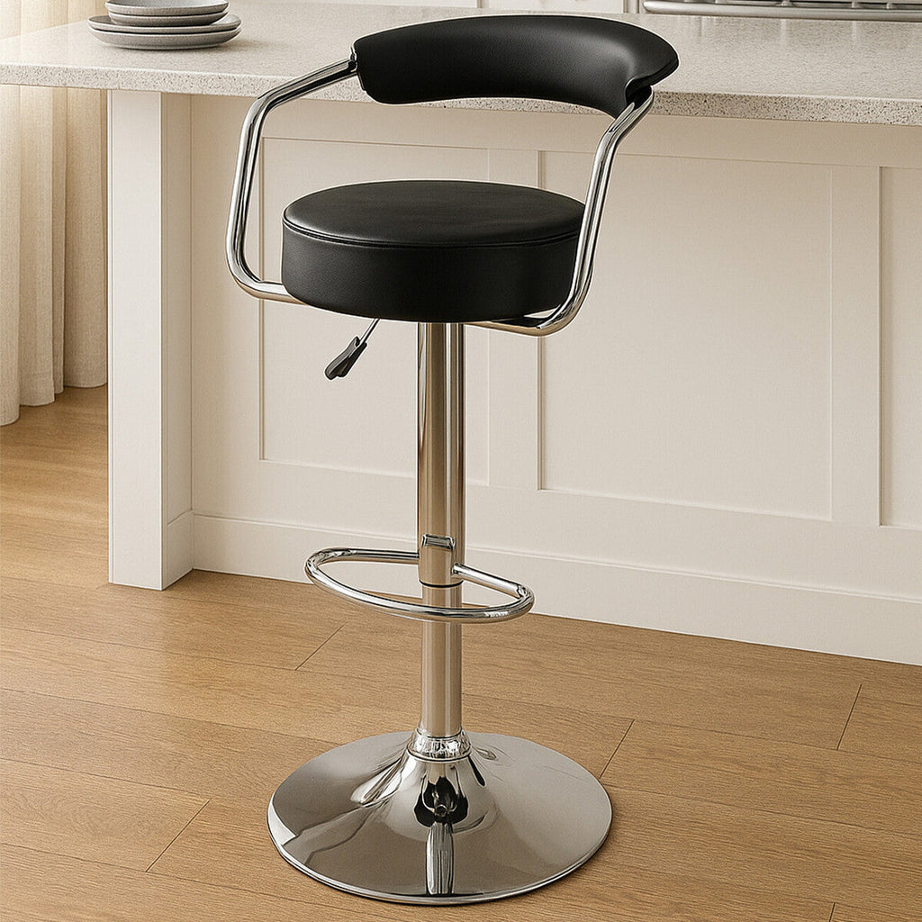Black Leather Effect Bar Chair