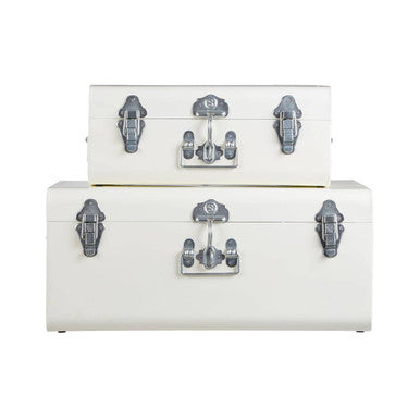 Set of Two Ivory Storage Trunks