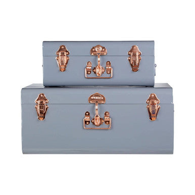 Set of Two Grey Storage Trunks