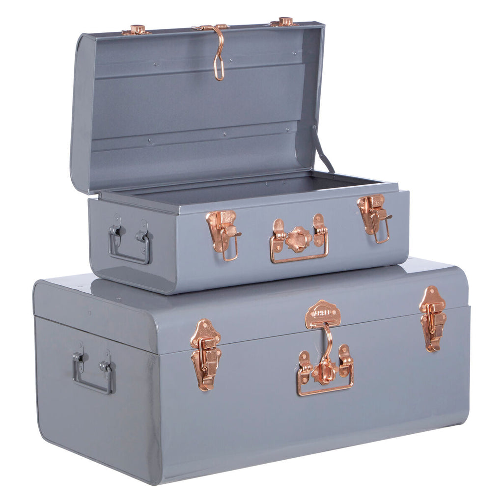 Set of Two Grey Storage Trunks