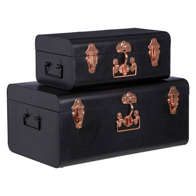 Set of Two Black Storage Trunks