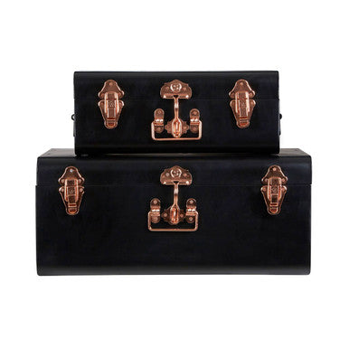 Set of Two Black Storage Trunks