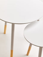 White Pine Wood Set of 2 Round Side Tables