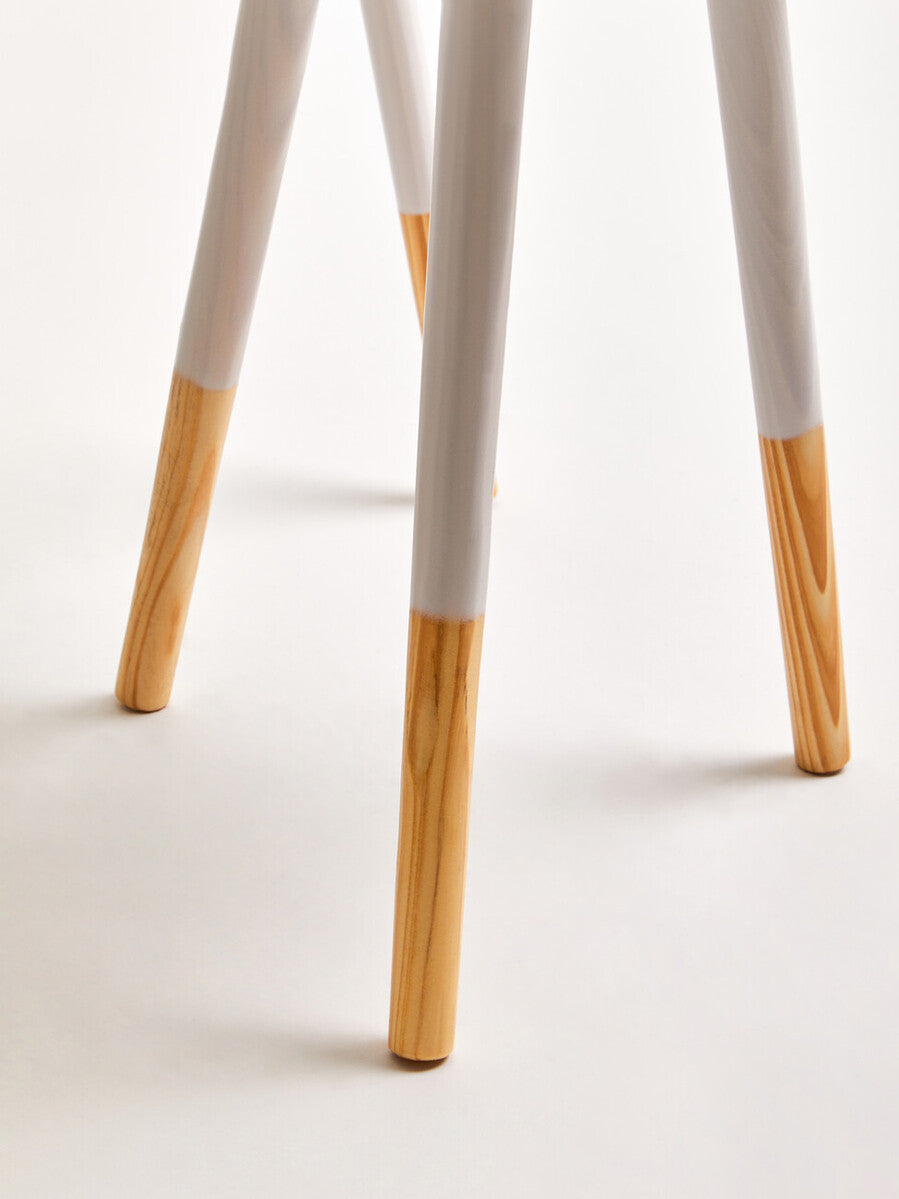 White Pine Wood Set of 2 Round Side Tables