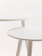 White Pine Wood Set of 2 Round Side Tables