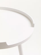 White and Natural Pine Wood Small Round Side Table