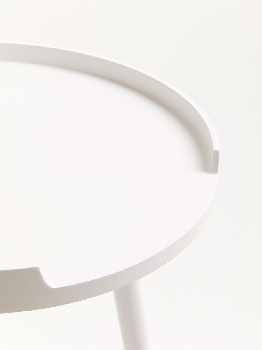 White and Natural Pine Wood Small Round Side Table