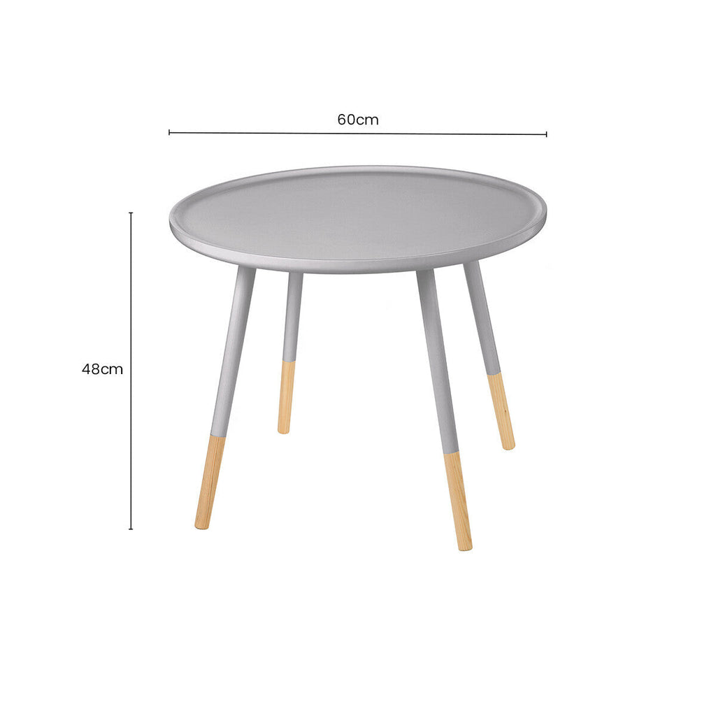 Grey Pine Wood Large Round Side Table