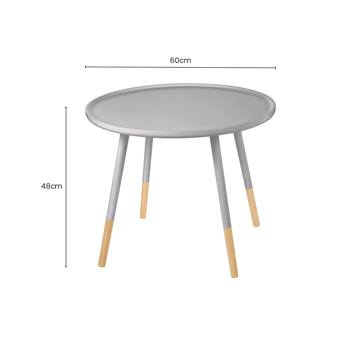 Grey Pine Wood Large Round Side Table