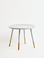 Grey Pine Wood Large Round Side Table