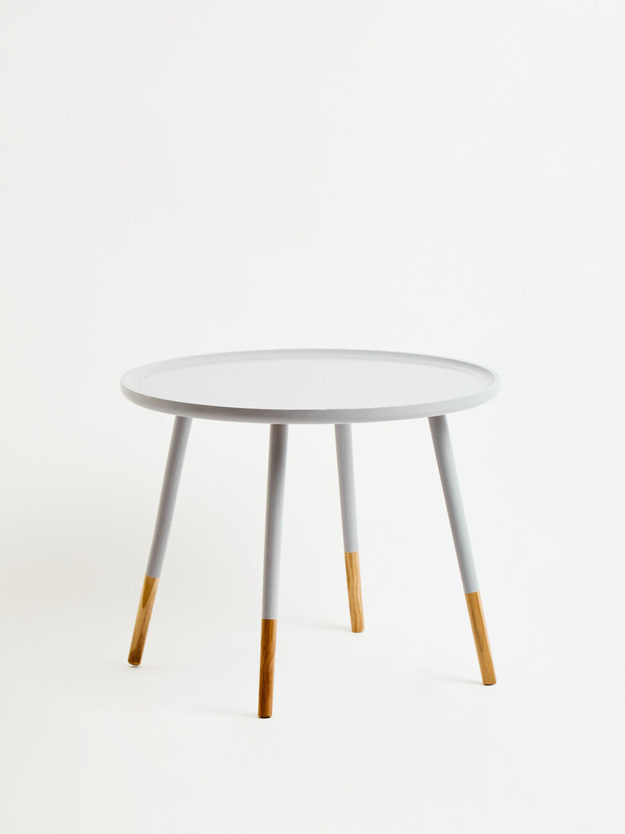 Grey Pine Wood Large Round Side Table