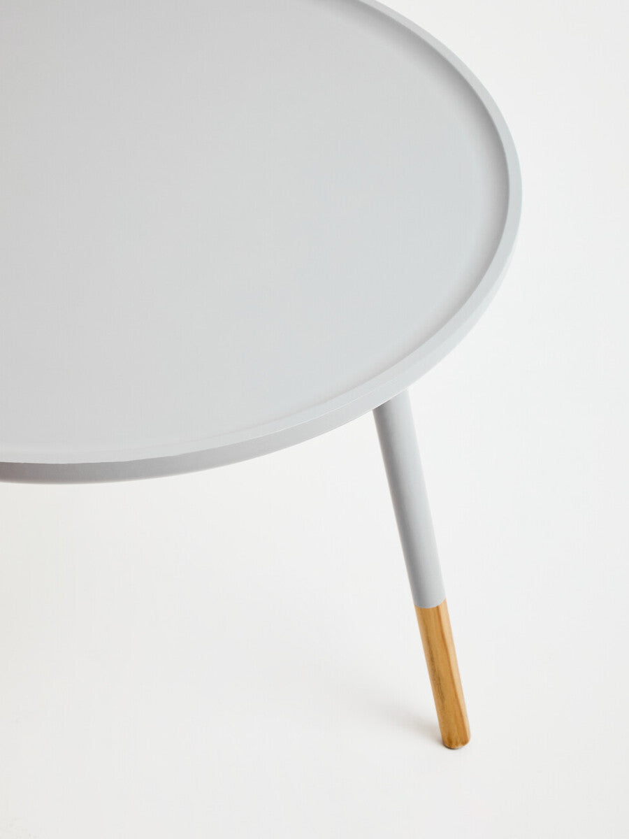Grey Pine Wood Large Round Side Table
