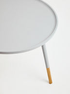 Grey Pine Wood Large Round Side Table