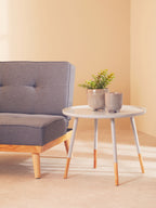 Grey Pine Wood Large Round Side Table