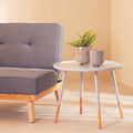 Grey Pine Wood Large Round Side Table