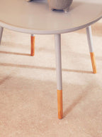 Grey Pine Wood Large Round Side Table