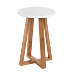 White and Natural Bamboo Round Stool