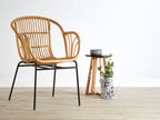 Black and Natural Bamboo Round Stool