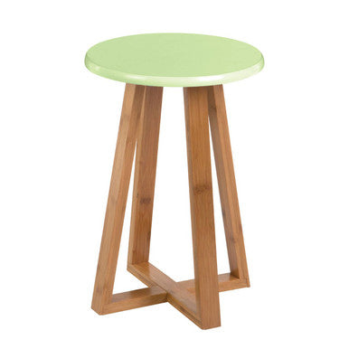 Green and Natural Bamboo Round Stool