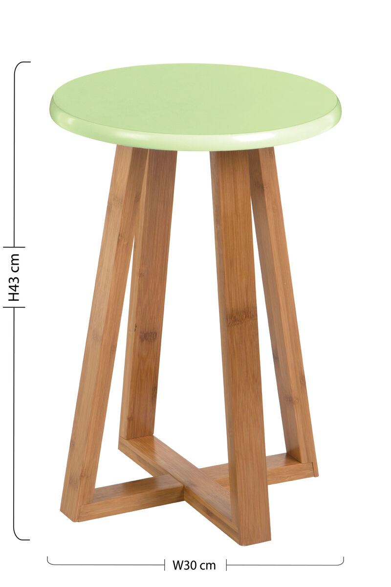 Green and Natural Bamboo Round Stool