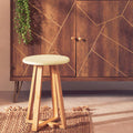Green and Natural Bamboo Round Stool