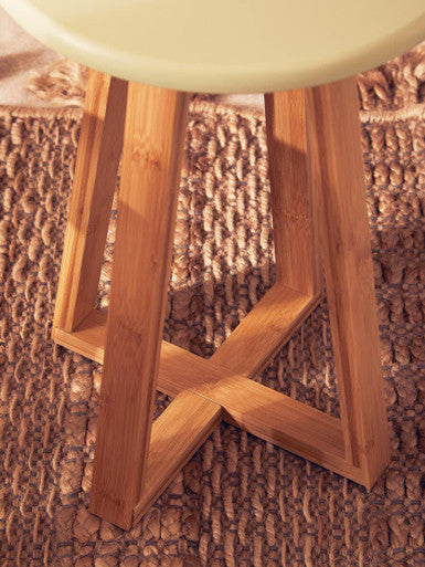Green and Natural Bamboo Round Stool