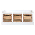 Natural and White Wooden 3 Drawer Bench