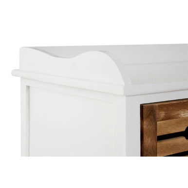 Natural and White Wooden 3 Drawer Bench