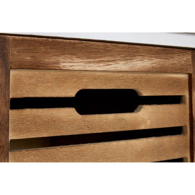 Natural and White Wooden 3 Drawer Bench