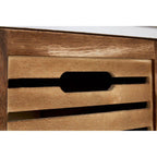 Natural and White Wooden 3 Drawer Bench