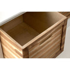 Natural and White Wooden 3 Drawer Bench