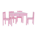 Pink Wooden Table and 4 Chairs Set