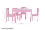 Pink Wooden Table and 4 Chairs Set