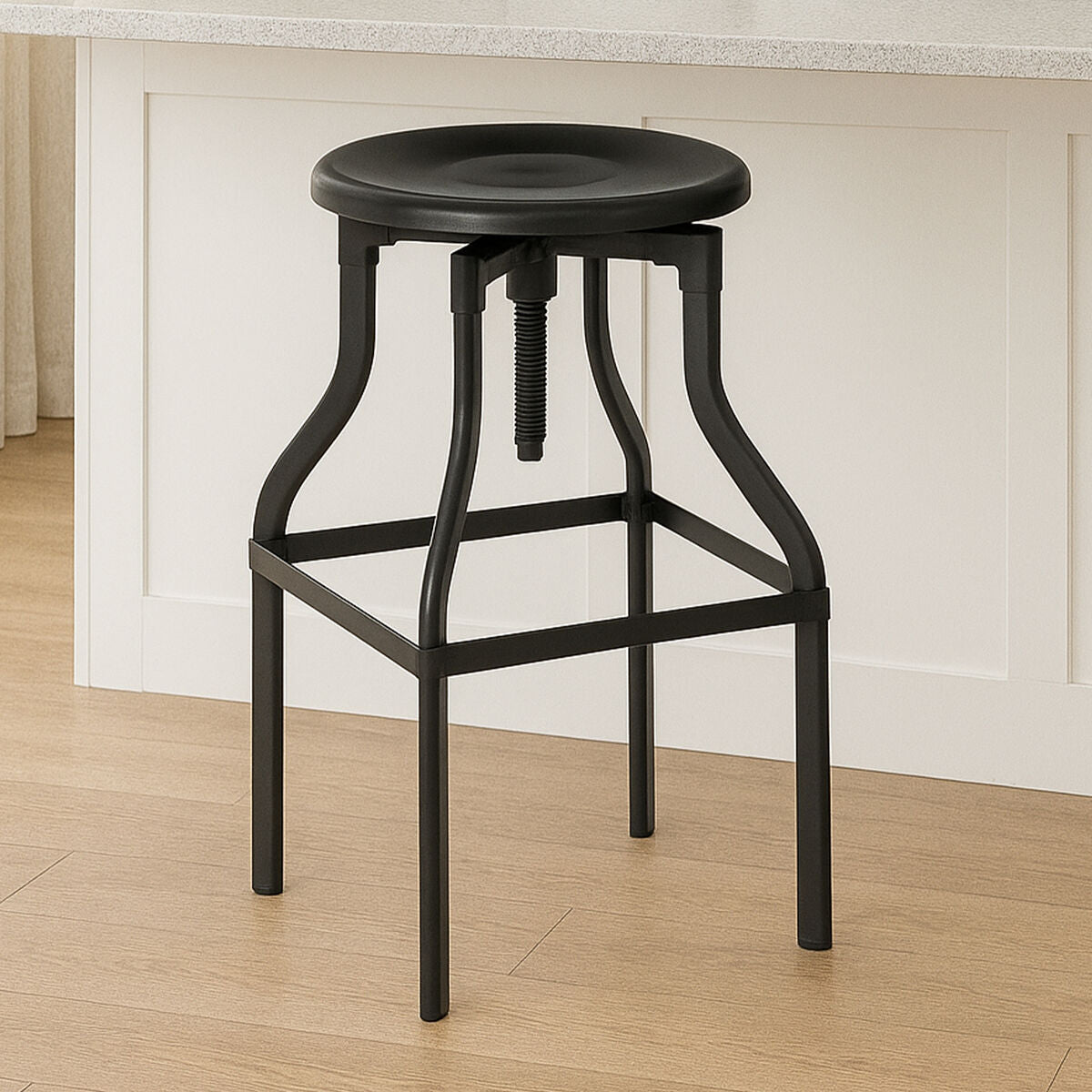 Black Metal Adjustable Bar Stool