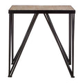 Natural Wooden and Black Metal Side Table