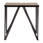 Natural Wooden and Black Metal Side Table