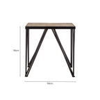 Natural Wooden and Black Metal Side Table