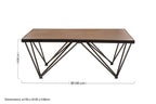 Natural Wood and Black Metal Square Coffee Table