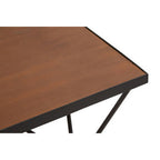 Natural Wood and Black Metal Square Coffee Table