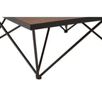 Natural Wood and Black Metal Square Coffee Table