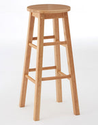 Natural Tropical Hevea Wood Tall Bar Stool