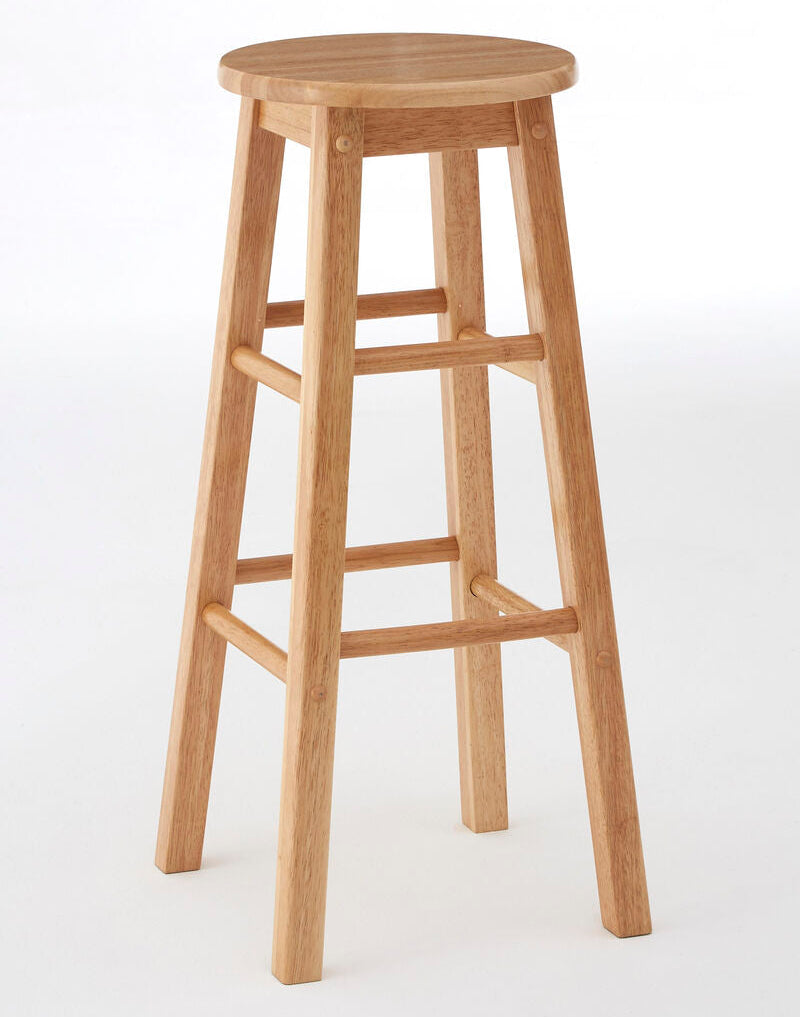Natural Tropical Hevea Wood Tall Bar Stool
