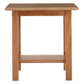 Natural Rubberwood Square Side Table with Lower Storage Shelf and Lattice Panel Sides