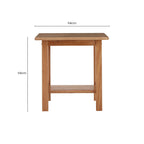 Natural Rubberwood Square Side Table with Lower Storage Shelf and Lattice Panel Sides