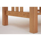 Natural Rubberwood Square Side Table with Lower Storage Shelf and Lattice Panel Sides